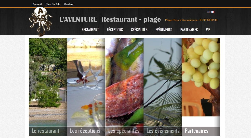 Site vitrine du restaurant de plage l'Aventure