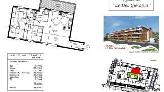 Plan d'un appartement de standing type 3 à vendre à Carqueiranne