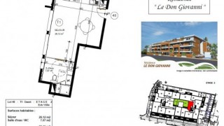 Plan d'un appartement de standing type 1 à vendre à Carqueiranne