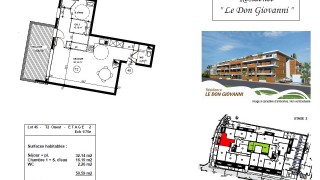 Plan d'un appartement de standing type 2 à vendre à Carqueiranne